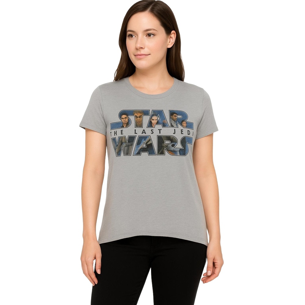 STAR WARS Grey Graphic Tee Hi Low Hem Cosplay Fandom Womens Medium